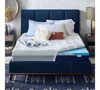 Sleep Innovations Cooling Comfort Gel Memory Foam Dual Layer Mattress Topper, 4 Inch, Queen Size, Pillow Top Cover