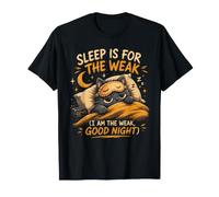 Sleep is for The Weak I Am The Weak Good Night Black Cat T-Shirt
