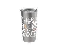 Sleep is Optional Books and Cats are Not Reading Stainless Steel Insulated Tumbler