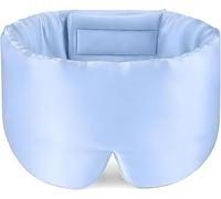 Sleep Mask, 100% Natural Mulberry Silk Eye Mask for Women and Men with Adjustable Strap, with Silver Ion Infusion, Blindfold for All Night Slee Azure Blue