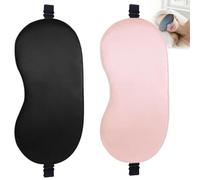 Sleep Mask, 2 Pack 100% Real Natural Pure Silk Eye Masks with Adjustable Strap for Sleeping, Mulberry Silk Eye Sleep Shade Cover, Block Light Reduces Puffy Eyes Traveling Gifts (Black&Pink)