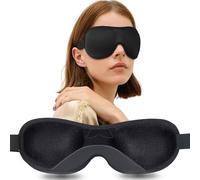Sleep Mask 3D Contoured Cup Sleeping Eye Mask Adjustable Strap Blindfold Soft Comfort Molded Eye Shade Cover for Women Men (Black)