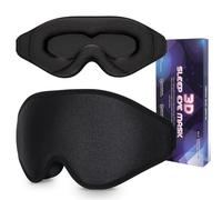 Sleep Mask 3D Eye Mask for Sleeping 100% Light Blocking Eye Covers with Adjustable Strap Night Blindfold for Men Women Memory Foam Black