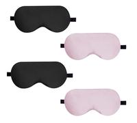 Sleep Mask,4 Pack,Blindfold,Drowsy Sleep Mask Perfect Light Blockout Comfort Soft Eye Mask for Women & Men - Block Light Reduces Puffy Eyes,with Adjustable Strap Blind Folds(Pink Black-Satin)