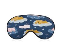 Sleep Mask,Bear on White Cloud Silk Eye Mask with Adjustable Strap for Sleeping,Eye Sleep Shade Cover,Blocks Light Reduces Puffy Eyes Gifts