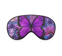 Sleep Mask Beautiful Purple Butterfly Art Sleep Eye Mask with Adjustable Strap Blindfold Travel Eye Shade Cover Eyemask Eye Cover Soft Eyeshade Patches for Sleeping Yoga