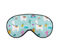 Sleep Mask Blackout Eye Mask for Men Women Compatible with Cute Cactus Blue Sky Rainbow Llama Alpaca Sleeping Mask, Comfortable Soft Sleeping Blindfold for Meditation Travel