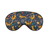 Sleep Mask Blackout Eye Mask for Men Women Compatible with Floral Fall Leaves Fox Pattern Sleeping Mask, Comfortable Soft Sleeping Blindfold for Meditation Travel