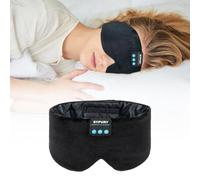 Sleep Mask Bluetooth Headphones Soft Wireless Headband Eye Mask Blackout with Microphone (Black M)