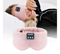 Sleep Mask Bluetooth 5.4 Headphones Soft Wireless Headband Eye Mask Blackout with Microphone (Pink)