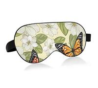 Sleep Mask Butterfly on White Flower Night Eye Shade Cover Soft Comfort Blindfold Blockout Light Adjustable Strap for Men Women
