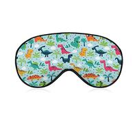 Sleep Mask Compatible with Cute Funny Cartoon Dinosaurs Sky Blue Sleeping Eye Mask for Women Men Night Blindfold, Luxury Light Blocking Eye Cover Eye Shade with Adjustable Strap for Travel, Nap, Yoga
