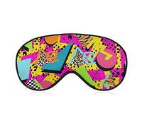 Sleep Mask Compatible with Geometric Checkered Zebra Tiger Leopard Print Hot Pink Vintage Retro 80s 90s Eye Mask with Adjustable Strap, Breathable Eye Mask for Sleeping, Funny Eye Sleep Shade Cover