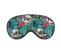 Sleep Mask Compatible with Green Leaf Trippy Mushroom Eye Skull Sleeping Eye Mask for Women Men Night Blindfold, Luxury Light Blocking Eye Cover Eye Shade with Adjustable Strap for Travel, Nap, Yoga