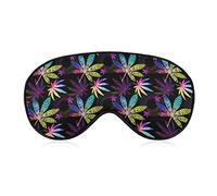 Sleep Mask Compatible with Trippy Weedleaf Leaves Black Purple Blackout Eye Mask for Sleeping with Adjustable Strap, Comfortable Night Blindfold Soft Eye Shades for Women Men Travel Naps