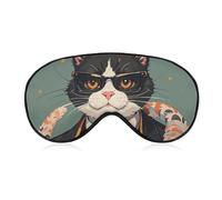 Sleep Mask Cool Rich Gangster Boss Cat Sleep Eye Mask with Adjustable Strap Blindfold Travel Eye Shade Cover Eyemask Eye Cover Soft Eyeshade Patches for Sleeping Yoga