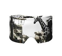 Sleep Mask, Eye Mask for Sleeping with Heads Adjustable, Earmuffs for Sleep for Men & Women, 2 in 1 Ear Mask and Blindfold, Perfect for Sleeping, Travel, and Relaxation Giraffe Black and White Paint
