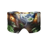 Sleep Mask, Eye Mask for Sleeping with Heads Adjustable, Earmuffs for Sleep for Men & Women, 2 in 1 Ear Mask and Blindfold, Perfect for Sleeping, Travel, and Relaxation The Earth on The Stairs