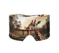 Sleep Mask, Eye Mask for Sleeping with Heads Adjustable, Earmuffs for Sleep for Men & Women, 2 in 1 Ear Mask and Blindfold, Perfect for Sleeping, Travel, and Relaxation Giraffes on The Lake