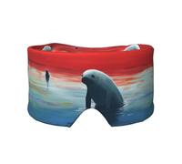 Sleep Mask, Eye Mask for Sleeping with Heads Adjustable, Earmuffs for Sleep for Men & Women, 2 in 1 Ear Mask and Blindfold, Perfect for Sleeping, Travel, and Relaxation Manatees, Watch The Sunset