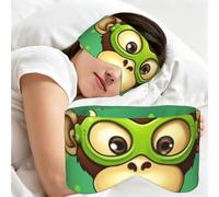 Sleep Mask Eye Mask Zero Pressure Blocking Light Sleeping Mask Eye Covers | Green Clever Monkey Sleep Eye Mask For Side Sleeper Women Men Night Blindfold,Ultra Soft Eye Shade Cover