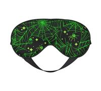 Sleep Mask, Eye Masks for Sleep, Sleep Masks for Women and Men, Blackout Eye Covers for Travel/Sleeping, Green Bright Web with Spiders Eye Mask