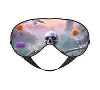 Sleep Mask, Eye Masks for Sleep, Sleep Masks for Women and Men, Blackout Eye Covers for Travel/Sleeping, Pink Mist Sunflower Skull Eye Mask