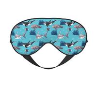 Sleep Mask, Eye Masks for Sleep, Sleep Masks for Women and Men, Blackout Eye Covers for Travel/Sleeping, Cute Shark Seal Whale Water Plant Eye Mask