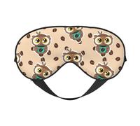 Sleep Mask, Eye Masks for Sleep, Sleep Masks for Women and Men, Blackout Eye Covers for Travel/Sleeping, Cute Coffee Owls Eye Mask