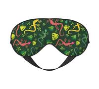 Sleep Mask, Eye Masks for Sleep, Sleep Masks for Women and Men, Blackout Eye Covers for Travel/Sleeping, Abstract Cute Lizard Gecko Leaves Eye Mask