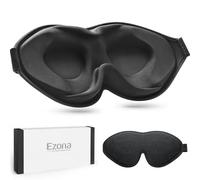 Sleep Mask, Ezona 3D Deep Contoured Eye Mask Sleeping for Men Women & Eyelash Extension, 100% Light Blocking Blindfold & Eye Cover, Soft Comfort Eye Shade for Night Sleep Travel Yoga Nap, Black