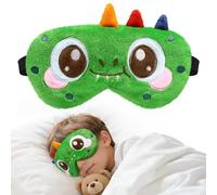 Sleep Mask for Kids, Cute Cartoon Plush Sleeping Eye Cover Green Kawaii Soft Eye Mark with Adjustable Strap Fuffy Animal Eye Blindfold for Kids Boys Girls Teens, Kids Travel Nap Sleeping Mask