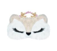 Sleep Mask for Kids, Ynaice 3D Plush Cartoon Eye Mask Reindeer Animal Soft Fluffy Plush Eye Cover for Sleeping,for Night,Travel,Nap (Reindeer,Khaki)