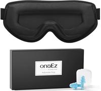 Sleep Mask for Men and Women, 2025 Improved Lightweight 3D Sleeping Mask, Weighs Only 30 g, Soft Ice Silk Fabric, Total Light Blocking Eye Mask with Earphones for Travel, Napping, Blue