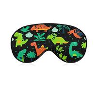 Sleep Mask for Men Women Compatible with Cute Colorful Cartoon Dinosaurs Black Eye mask Blindfold, BlockLight Eye mask with Adjustable Strap for Sleeping, Yoga, Traveling