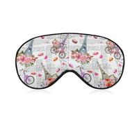 Sleep Mask for Men Women, Flowers Bicycle Eiffel Tower Eye Mask Sleeping Blindfold Blackout Eye Mask for Nap Relax