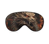 Sleep Mask for Men Women Soft Breathable Blackout Golden Dragon on Red Background Sleep Eye Cover for Travel Yoga Home Office Nap