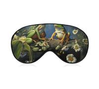 Sleep Mask for Side Sleeper No Many Frogs Sing on The Branches Summer Butterflies Lake Water Eye Cover for Travel Flight Work