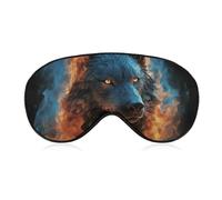 Sleep Mask for Side Sleeper No Wolf Head in Blue Flames Eye Cover for Travel Flight Work