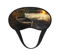Sleep Mask for Side Sleeper Silk Eye Masks Super Soft Eye Sleep Shade Cover with Elastic Strap Blackout Sleeping Eye Mask Boat at Lake Shore Night Blindfold for Women Men Travel