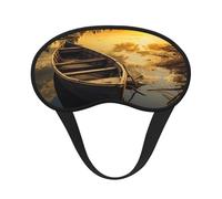 Sleep Mask for Side Sleeper Silk Eye Masks Super Soft Eye Sleep Shade Cover with Elastic Strap Blackout Sleeping Eye Mask River Sunset Wooden Boat Night Blindfold for Women Men Travel