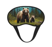 Sleep Mask for Side Sleeper Silk Eye Masks Super Soft Eye Sleep Shade Cover with Elastic Strap Blackout Sleeping Eye Mask River Bear Mom Night Blindfold for Women Men Travel