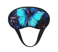 Sleep Mask for Side Sleeper Silk Eye Masks Super Soft Eye Sleep Shade Cover with Elastic Strap Blackout Sleeping Eye Mask Blue Butterfly Night Blindfold for Women Men Travel