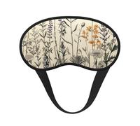 Sleep Mask for Side Sleeper Silk Eye Masks Super Soft Eye Sleep Shade Cover with Elastic Strap Blackout Sleeping Eye Mask Floral Herbs Botanical Engraving Night Blindfold for Women Men Travel