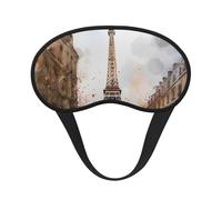 Sleep Mask for Side Sleeper Silk Eye Masks Super Soft Eye Sleep Shade Cover with Elastic Strap Blackout Sleeping Eye Mask Watercolor Paris Night Blindfold for Women Men Travel