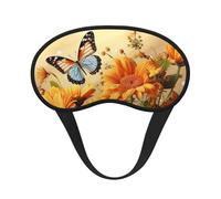 Sleep Mask for Side Sleeper Silk Eye Masks Super Soft Eye Sleep Shade Cover with Elastic Strap Blackout Sleeping Eye Mask Cute Sunflower and Butterfly Night Blindfold for Women Men Travel