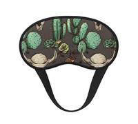 Sleep Mask for Side Sleeper Silk Eye Masks Super Soft Eye Sleep Shade Cover with Elastic Strap Blackout Sleeping Eye Mask Skull of Bull and Cute Cactus Night Blindfold for Women Men Travel