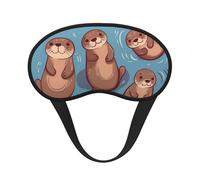 Sleep Mask for Side Sleeper Silk Eye Masks Super Soft Eye Sleep Shade Cover with Elastic Strap Blackout Sleeping Eye Mask Animal Cute Brown Otters Night Blindfold for Women Men Travel