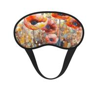 Sleep Mask for Side Sleeper Silk Eye Masks Super Soft Eye Sleep Shade Cover with Elastic Strap Blackout Sleeping Eye Mask Watercolor Red Poppy Flowers Night Blindfold for Women Men Travel
