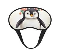 Sleep Mask for Side Sleeper Silk Sleeping Eye Masks with Elastic Strap Super Soft Eye Sleep Shade Cover Penguin Wearing Flowers Blackout Night Blindfold for Women Men Travel